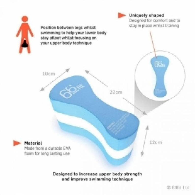 Blue 66fit streamlined pull buoy floating device.